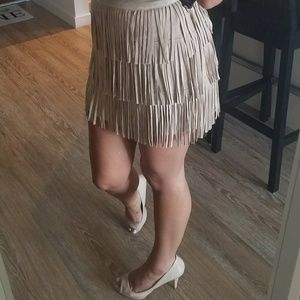 Tan fringe skirt